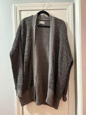 Urban Outfitters Gray and Black Waffle Knit Cardigan Sweater